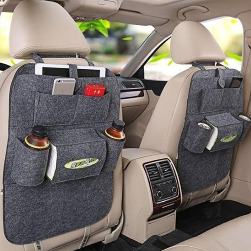 Car Backseat Organizer with Tissue Box Holder and Bottle Pockets Felt Auto Seat Storage - Image 17