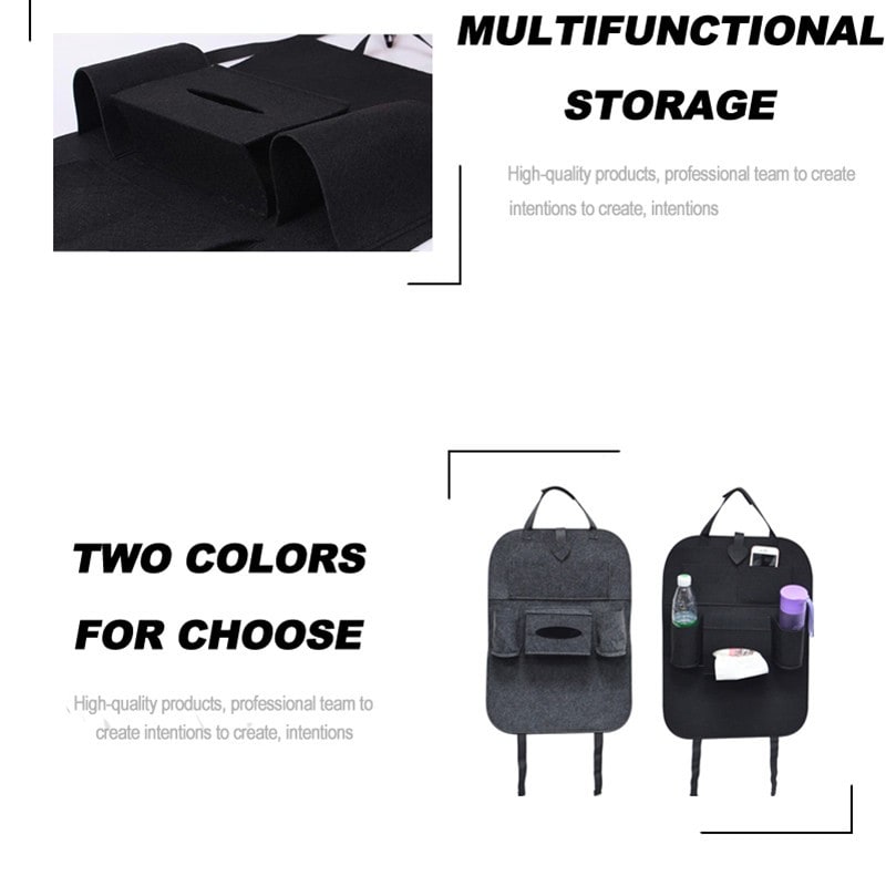 Car Backseat Organizer with Tissue Box Holder and Bottle Pockets Felt Auto Seat Storage - Image 24