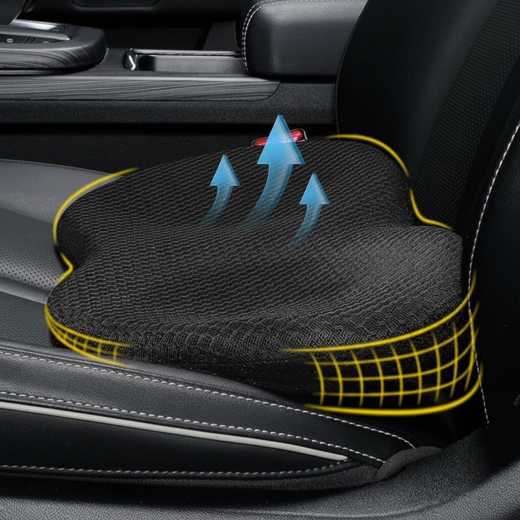 Car Seat Booster Cushion with Ergonomic Wedge Support and Breathable Mesh Cover - Image 1
