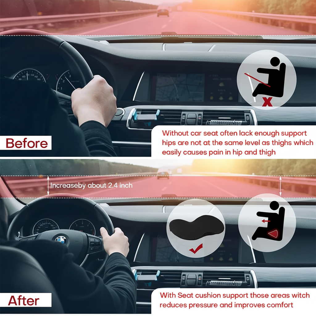 Car Seat Booster Cushion with Ergonomic Wedge Support and Breathable Mesh Cover - Image 10