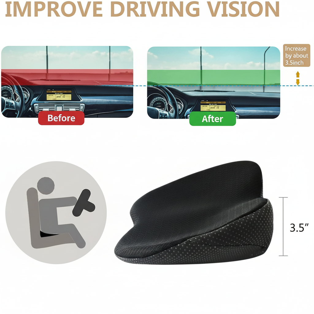 Car Seat Booster Cushion with Ergonomic Wedge Support and Breathable Mesh Cover - Image 6