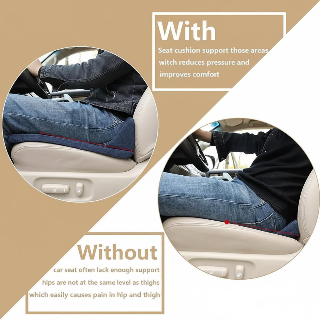 Car Seat Booster Cushion with Ergonomic Wedge Support and Breathable Mesh Cover - Image 8