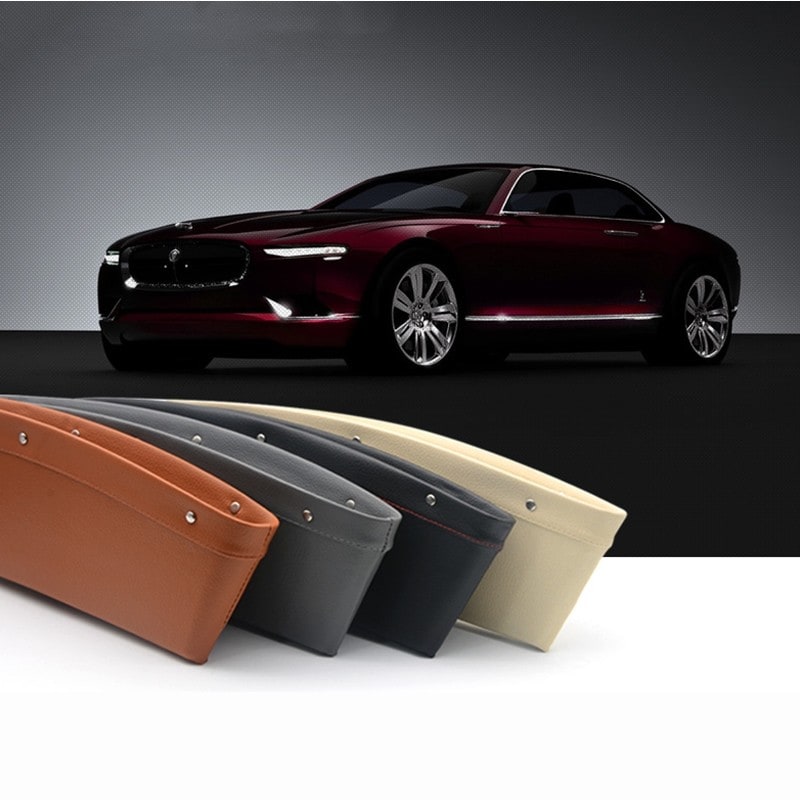 Car Seat Gap Filler and Vehicle Organizer with Faux Leather Pebbled Finish Auto - Image 2