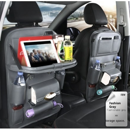 Car Seat Organizer and Crevice Filler with Back Storage Bag and Fold-Down Tray Bench - Image 12