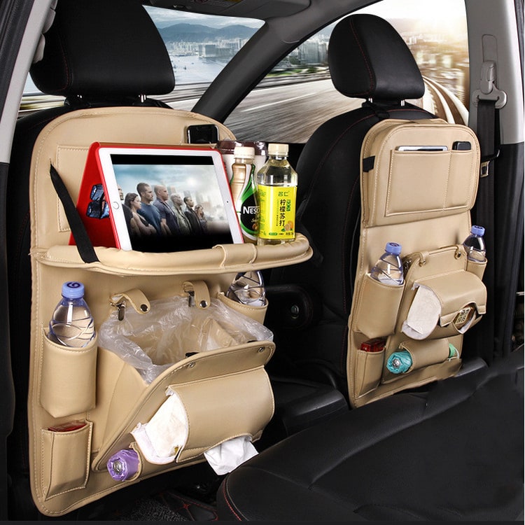 Car Seat Organizer and Crevice Filler with Back Storage Bag and Fold-Down Tray Bench - Image 14