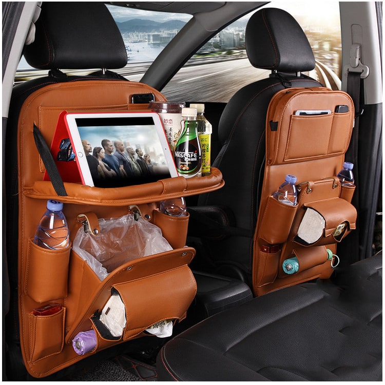 Car Seat Organizer and Crevice Filler with Back Storage Bag and Fold-Down Tray Bench - Image 17