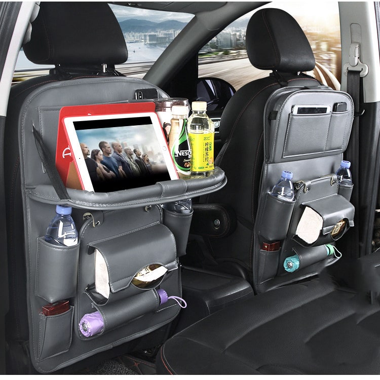 Car Seat Organizer and Crevice Filler with Back Storage Bag and Fold-Down Tray Bench - Image 21