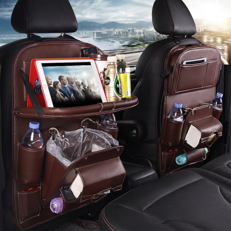 Car Seat Organizer and Crevice Filler with Back Storage Bag and Fold-Down Tray Bench - Image 25