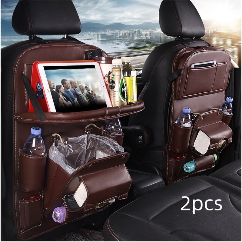 Car Seat Organizer and Crevice Filler with Back Storage Bag and Fold-Down Tray Bench - Image 4