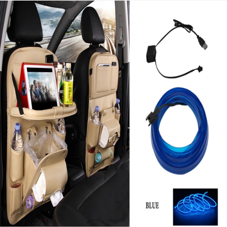 Car Seat Organizer and Crevice Filler with Back Storage Bag and Fold-Down Tray Bench - Image 5