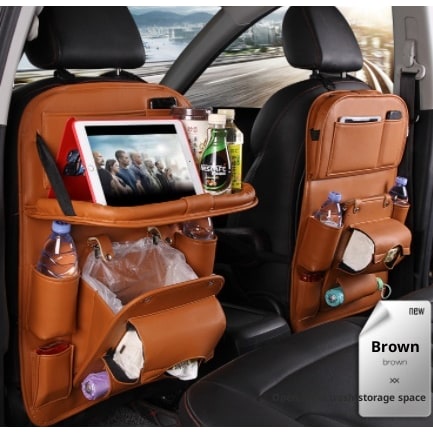 Car Seat Organizer and Crevice Filler with Back Storage Bag and Fold-Down Tray Bench - Image 6
