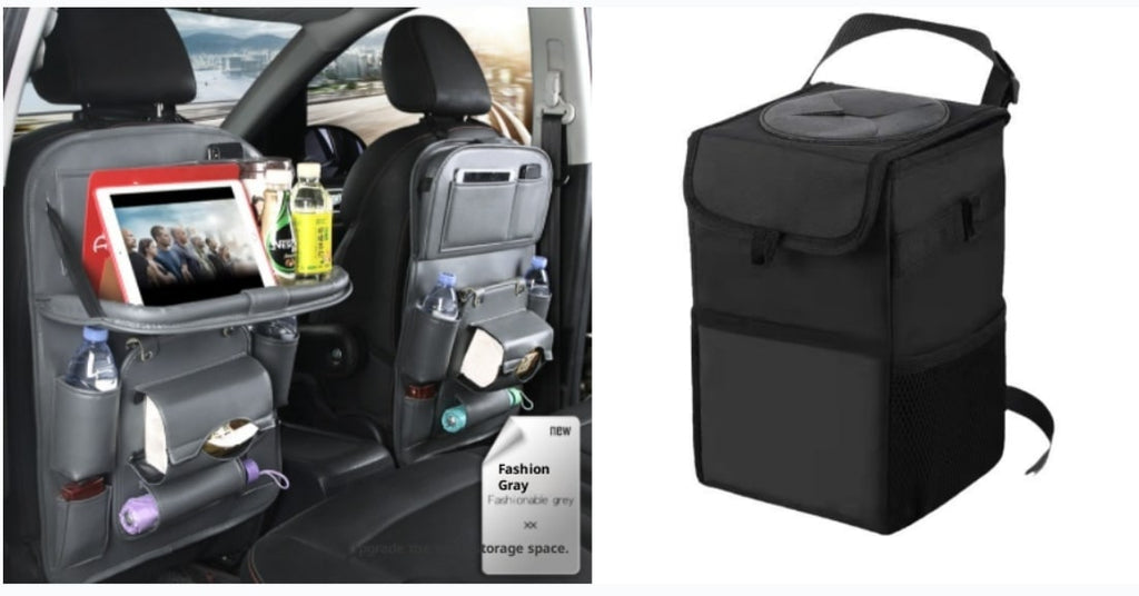 Car Seat Organizer and Crevice Filler with Fold-Down Tray and Storage Pockets - Image 1
