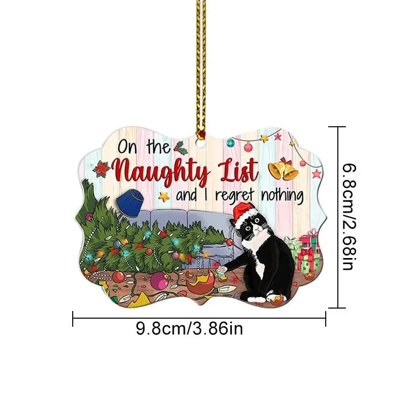 Cat Christmas Ornaments with Custom Acrylic Design and Gold Hanging String for Tree - Image 8