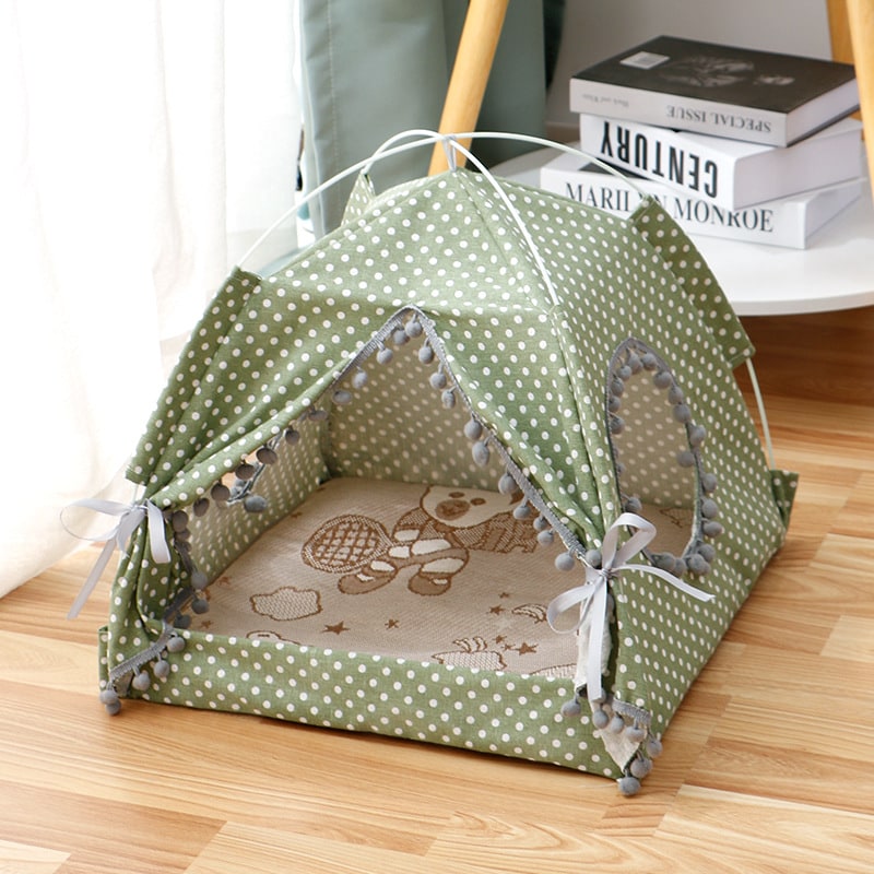 Cat Tent Bed with Cave Window Enclosed Portable Pet House with Removable Padded Mat Outdoor - Image 5