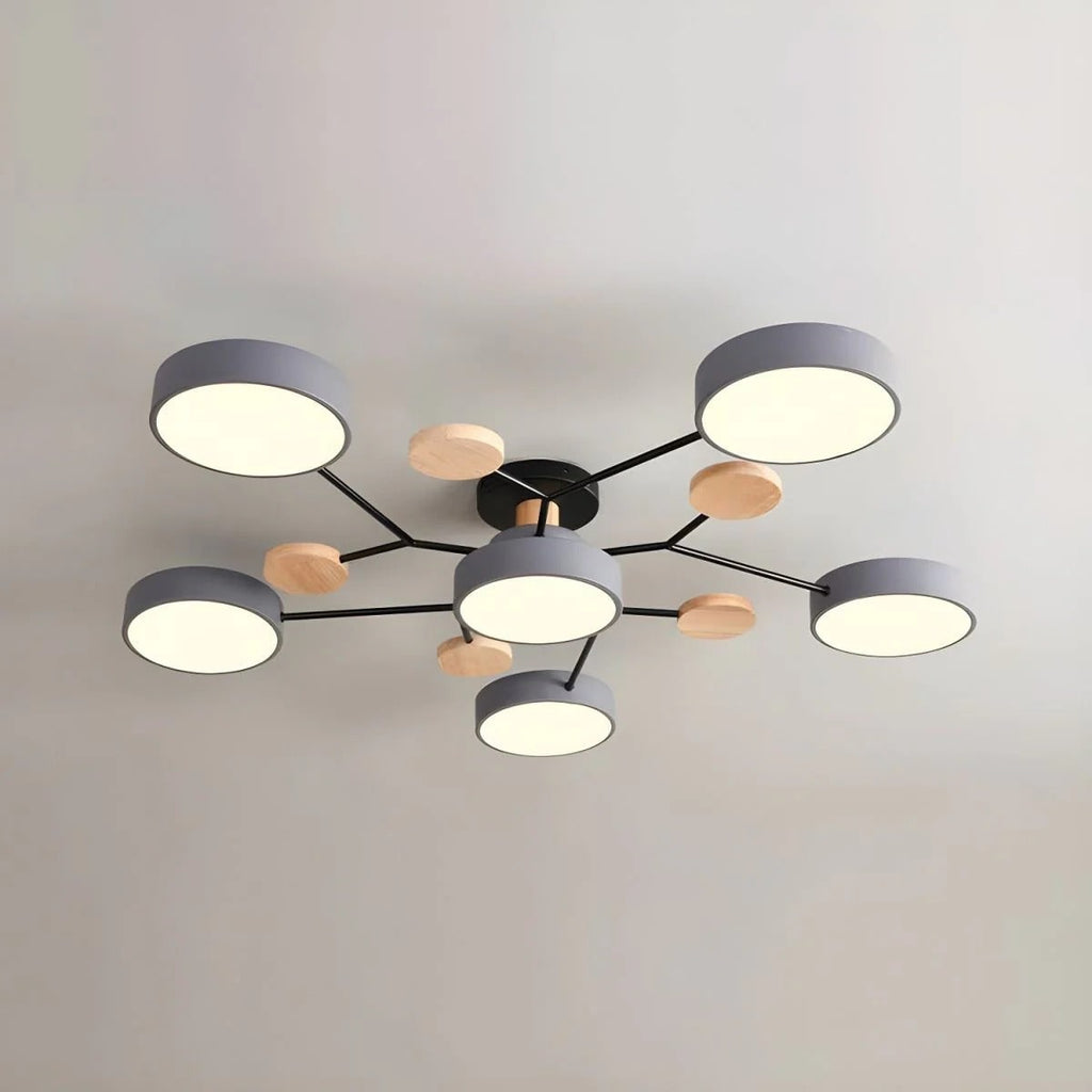 Ceiling Light Fixture Flush Mount LED Semi Modern with Wooden Accents - Image 17