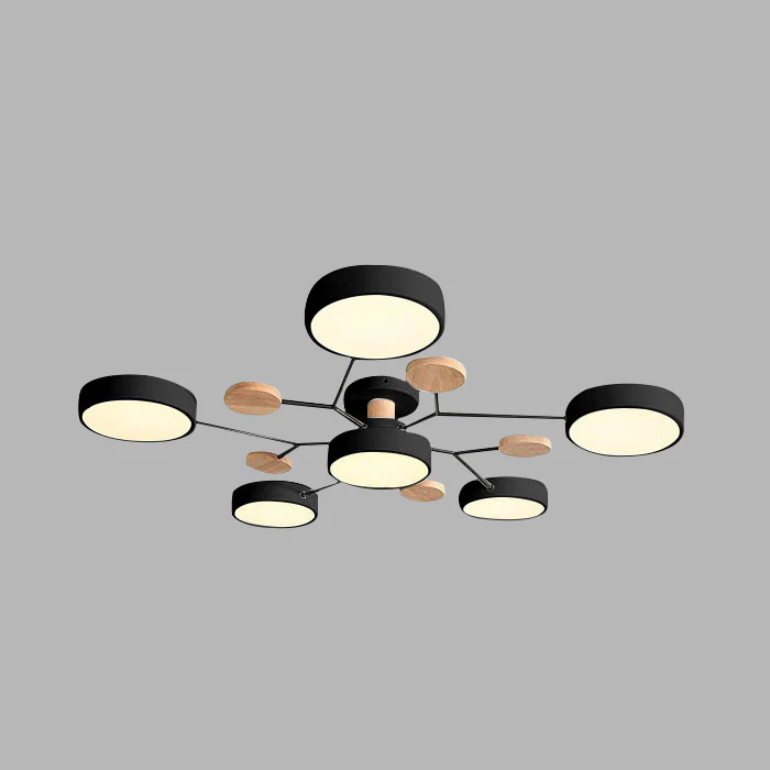 Ceiling Light Fixture Flush Mount LED Semi Modern with Wooden Accents - Image 37