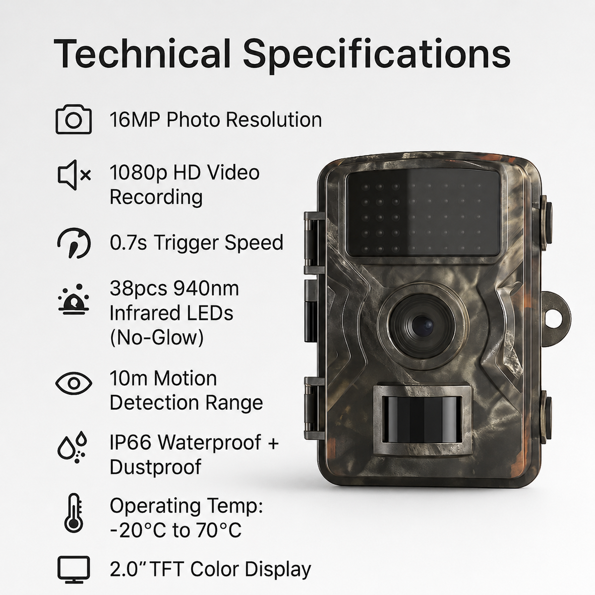 Cell Trail Camera with Night Vision Waterproof Camouflage Housing and Sd Card Slot - Image 3