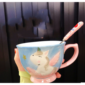 Ceramic Soup Mug and Coffee Set with Handle Large Microwave Safe Oatmeal with Spoon - Image 4