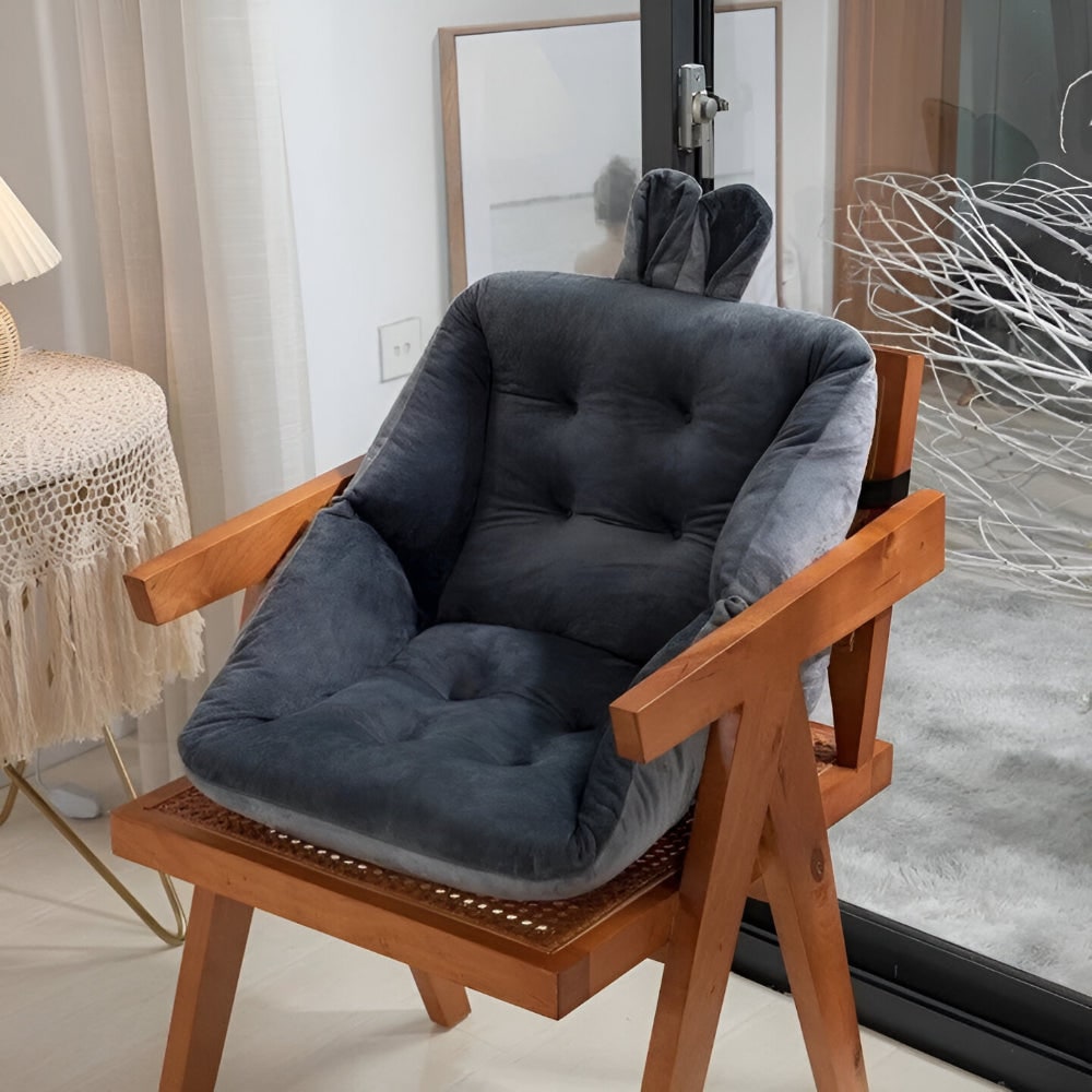 Chair Cushion Office Tufted Seat Velvet Plush Back Support Wings - Image 2