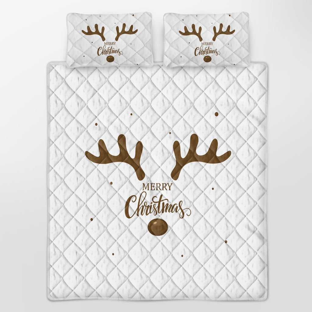 Christmas Bedding Set with Reindeer Quilt and 2 Pillow Shams Microfiber Diamond Quilted - Image 3