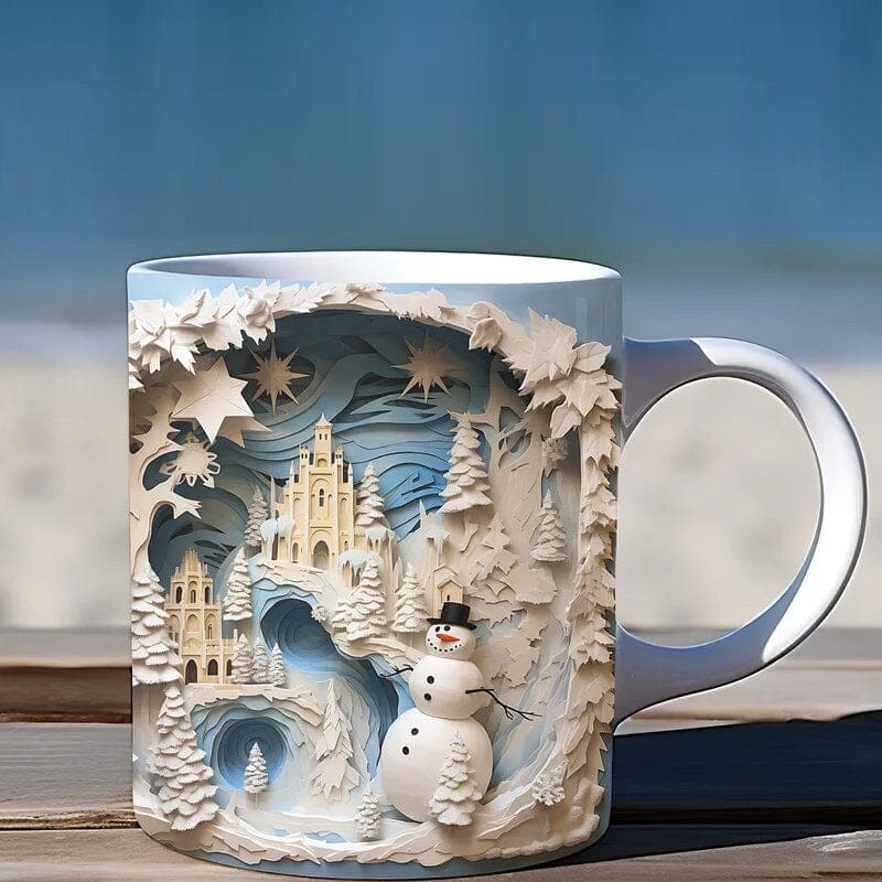 Christmas Coffee Mug with 3D Illusion Snowman Design 8 Oz Ceramic Festive - Image 3