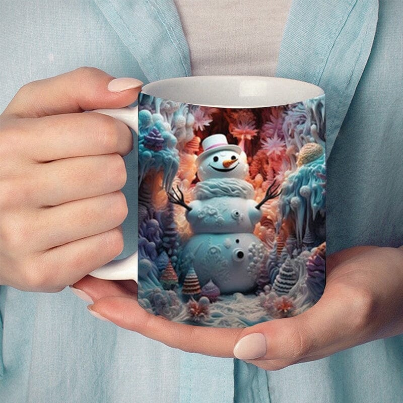 Christmas Coffee Mug with 3D Illusion Snowman Design 8 Oz Ceramic Festive - Image 4