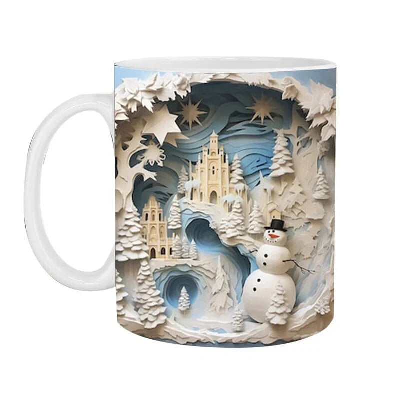 Christmas Coffee Mug with 3D Illusion Snowman Design 8 Oz Ceramic Festive - Image 5