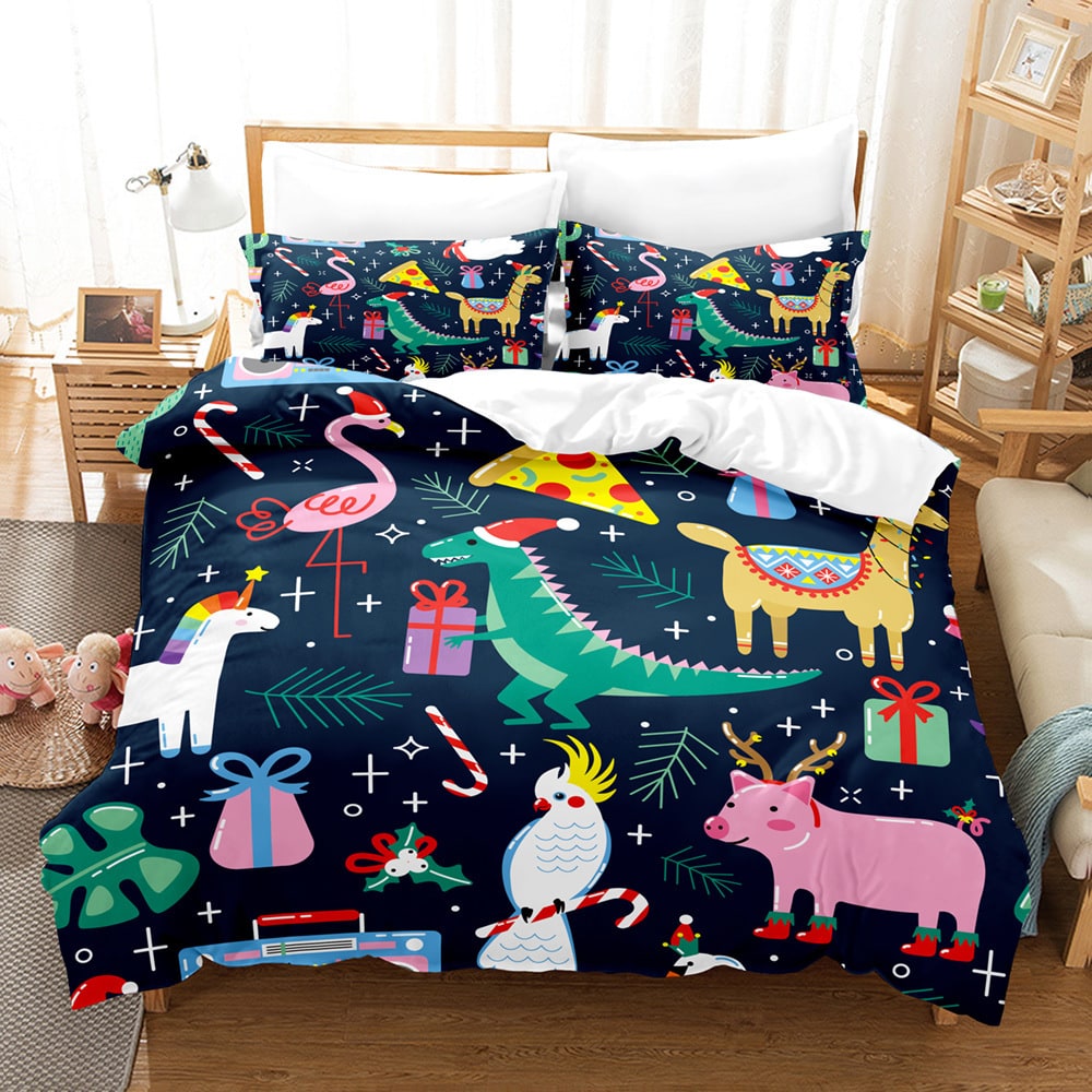 Christmas Digital Printed Duvet Cover Set with Pillowcases and Festive Bedding - Image 1