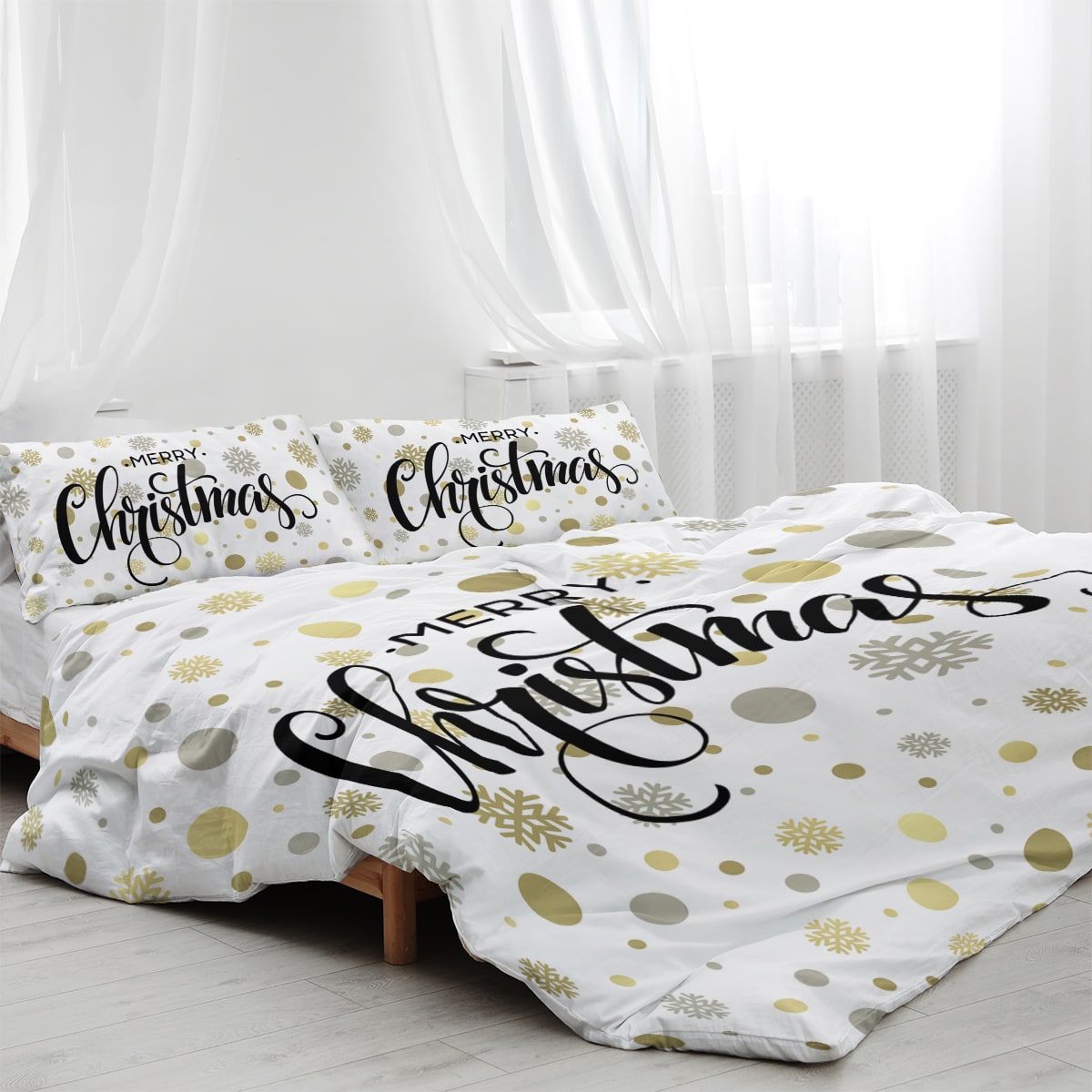 Christmas Duvet Cover Set with Pillowcases Microfiber Holiday Bedding - Image 1