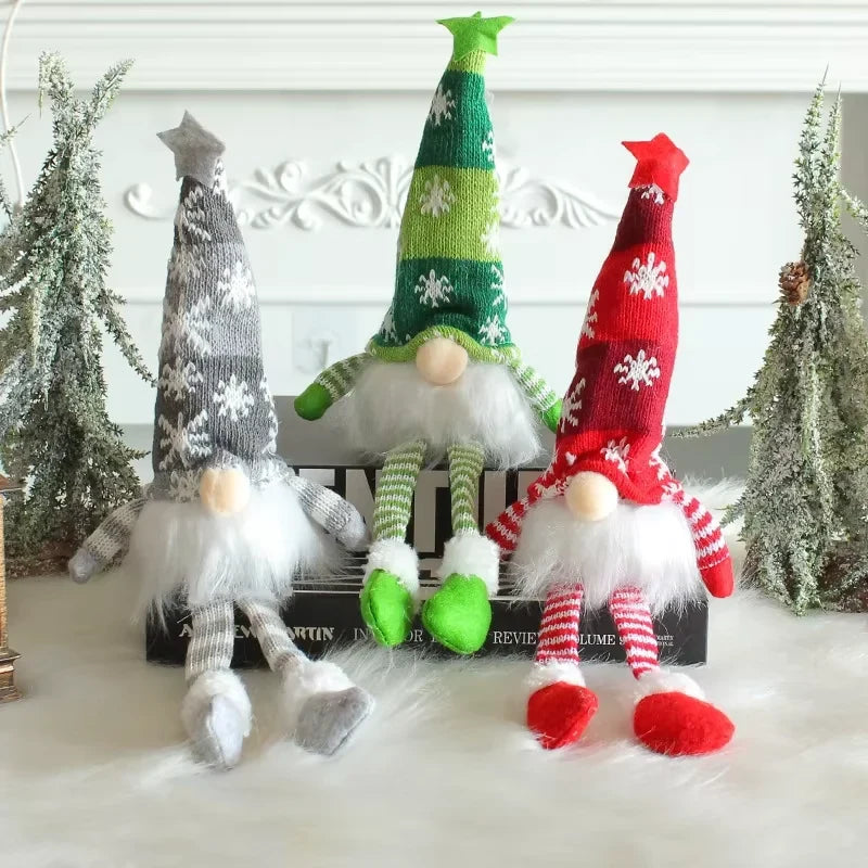 Christmas Gnome Light Up Plush Decoration with Knit Snowflake Hat and LED Glow - Image 6