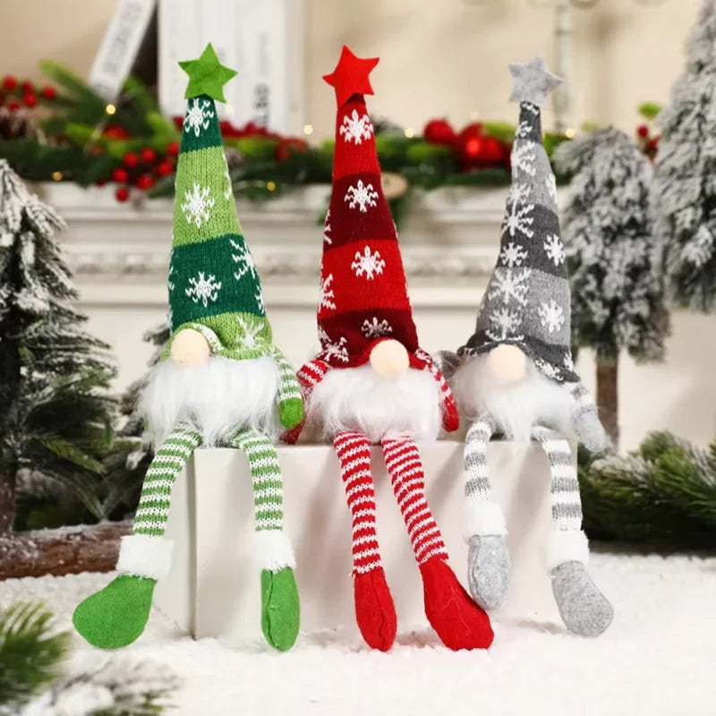 Christmas Gnome Light Up Plush Decoration with Knit Snowflake Hat and LED Glow - Image 8