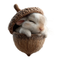 Christmas Ornament Woodland Animal Resin Acorn with LED Lights and Jute Rope - Image 1