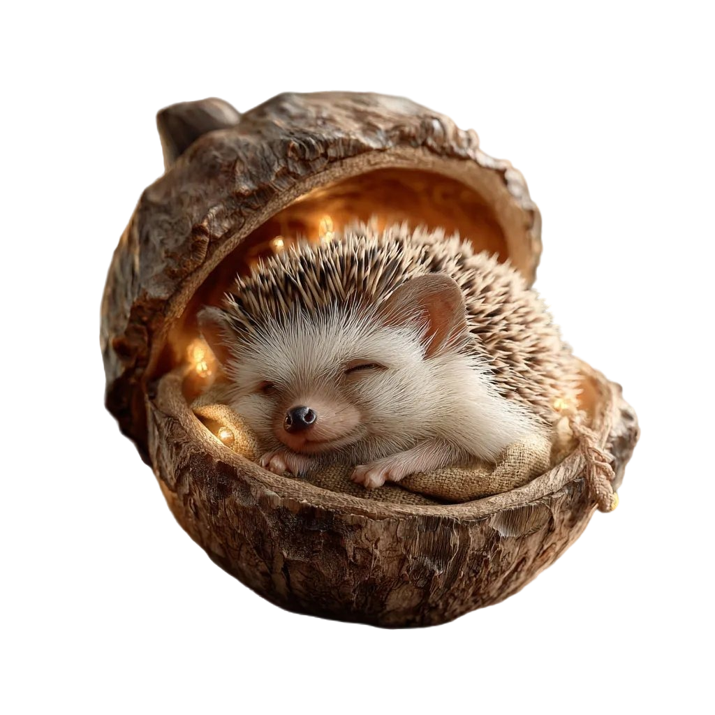 Christmas Ornament Woodland Animal Resin Acorn with LED Lights and Jute Rope - Image 4