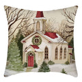 Christmas Pillow Cover with Decorative Throw Design and Hidden Zipper Polyester Linen Woven Cushion - Image 3