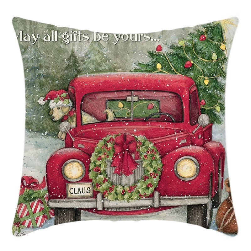 Christmas Pillow Cover with Decorative Throw Design and Hidden Zipper Polyester Linen Woven Cushion - Image 5