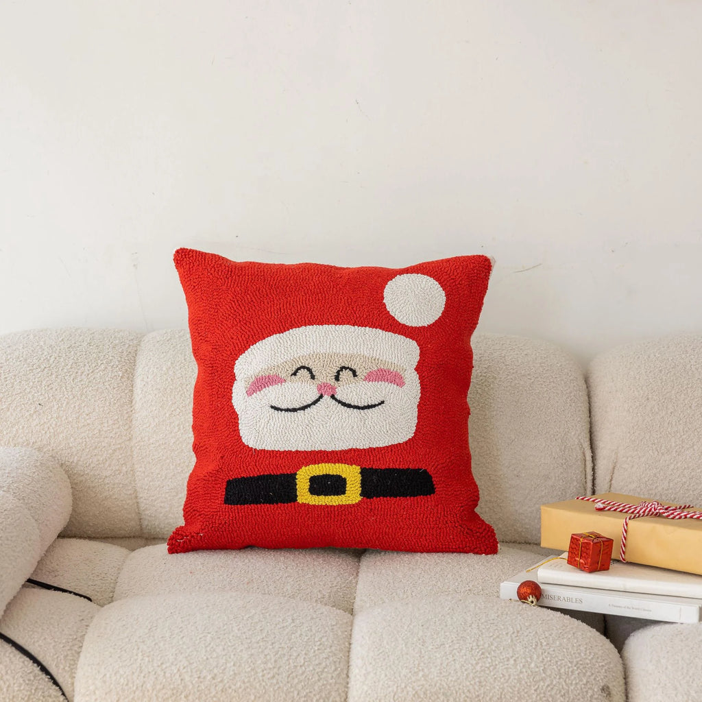 Christmas Pillow Cover with Festive Embroidered Design and Woven Square Throw Accent - Image 1