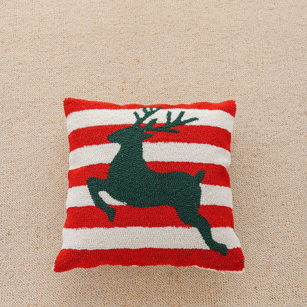 Christmas Pillow Cover with Festive Embroidered Design and Woven Square Throw Accent - Image 3