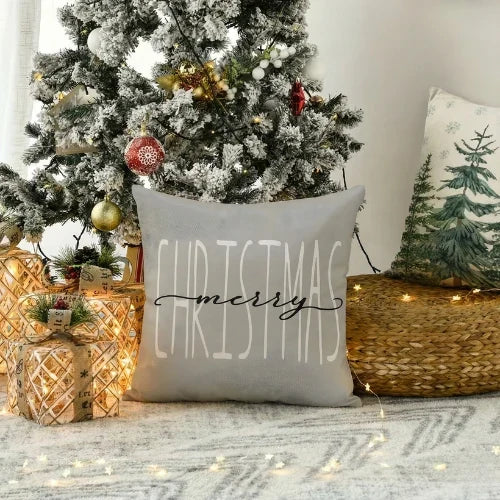 Christmas Pillow Covers Set of 4 Square Decorative with Hidden Zipper and Festive Gnome Print - Image 3