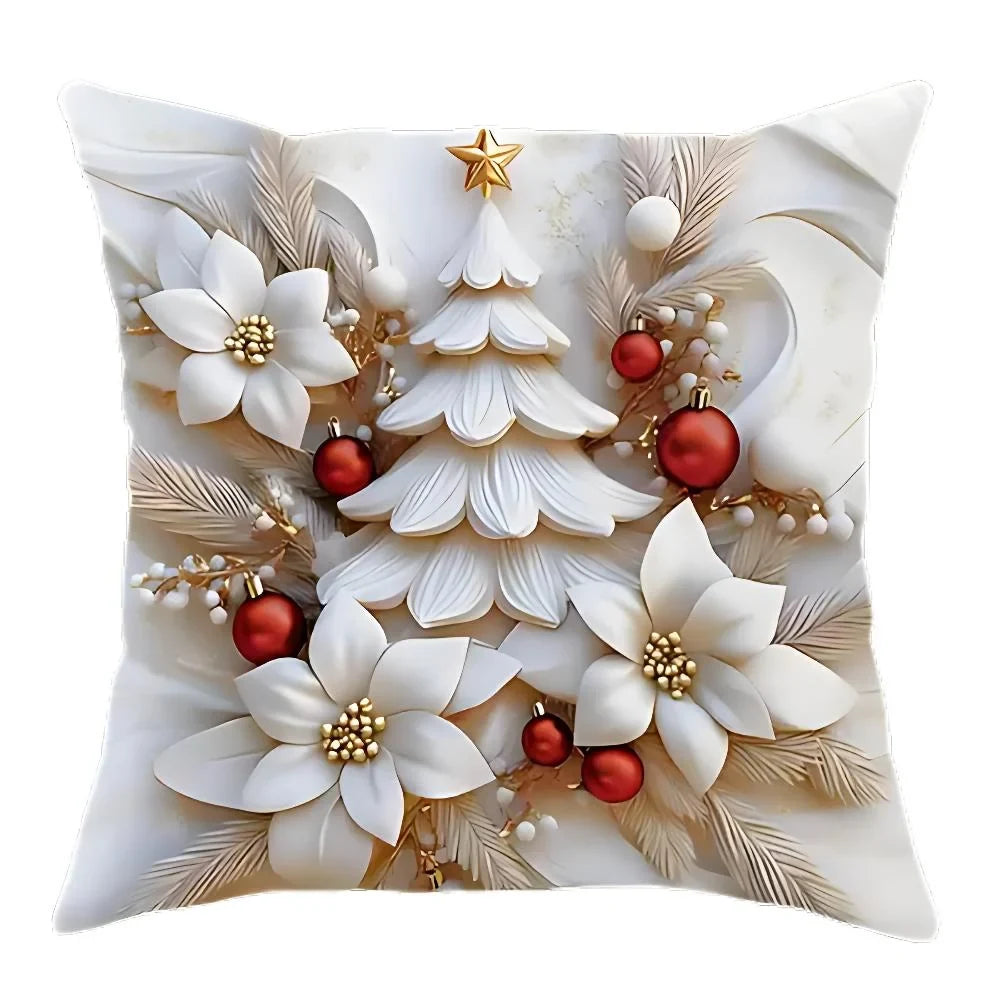 Christmas Pillow Covers Set of 4 Square Throw with 3D Holiday Designs and Hidden Zippers - Image 7