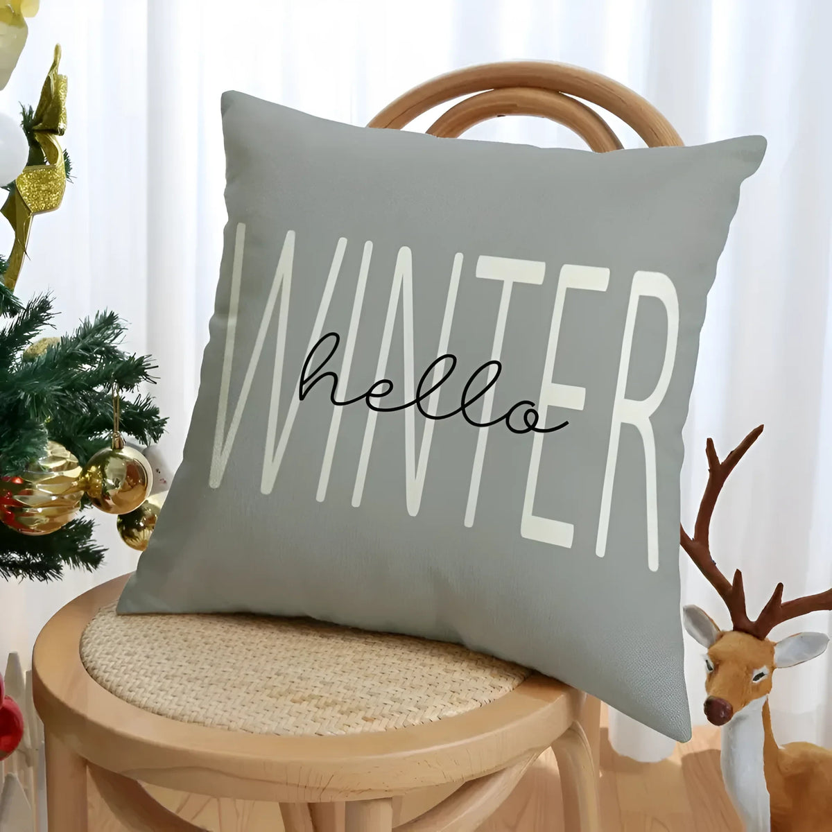 Christmas Pillow Covers Set of 4 with Hidden Zipper and Festive Woven Design - Image 5