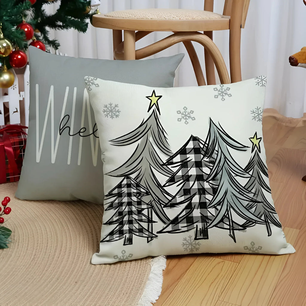 Christmas Pillow Covers Set of 4 with Hidden Zipper and Festive Woven Design - Image 8