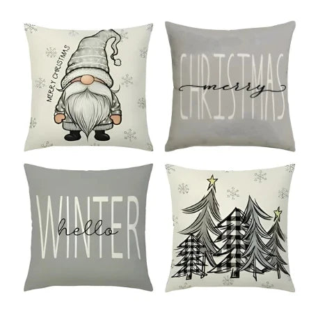 Christmas Pillow Covers Set of 4 with Hidden Zipper and Festive Woven Design - Image 9