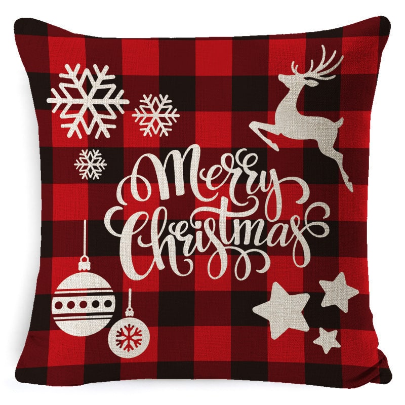 Christmas Pillow Covers with Throw Square Decorative Accent Festive Linen-Look Design - Image 11