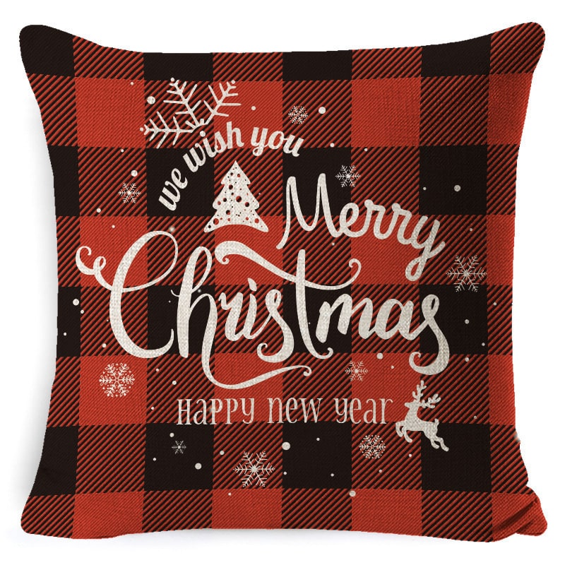 Christmas Pillow Covers with Throw Square Decorative Accent Festive Linen-Look Design - Image 12