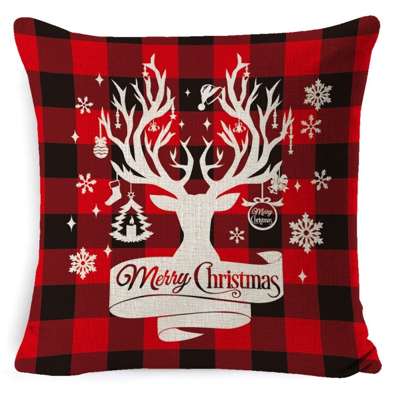 Christmas Pillow Covers with Throw Square Decorative Accent Festive Linen-Look Design - Image 27