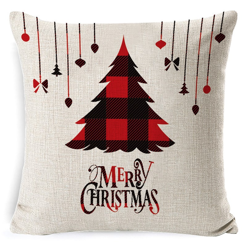 Christmas Pillow Covers with Throw Square Decorative Accent Festive Linen-Look Design - Image 28