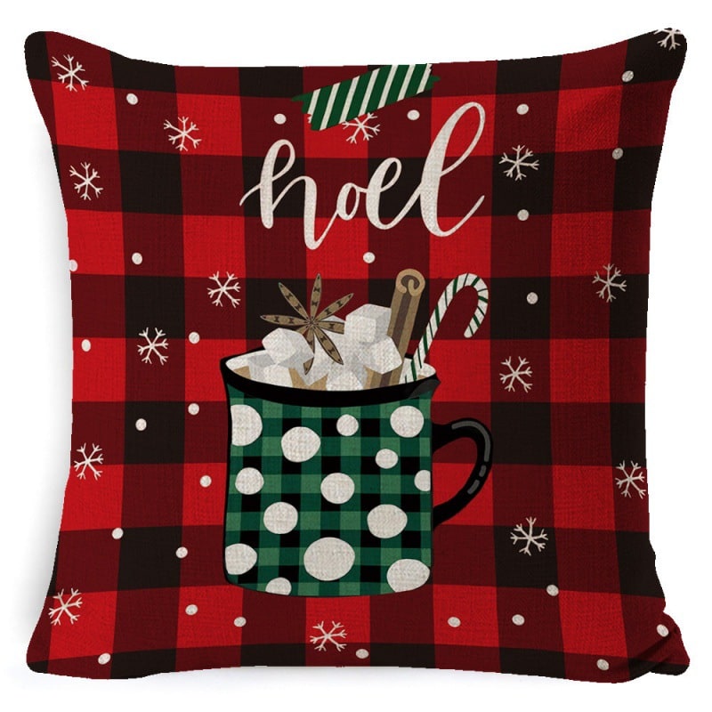 Christmas Pillow Covers with Throw Square Decorative Accent Festive Linen-Look Design - Image 31