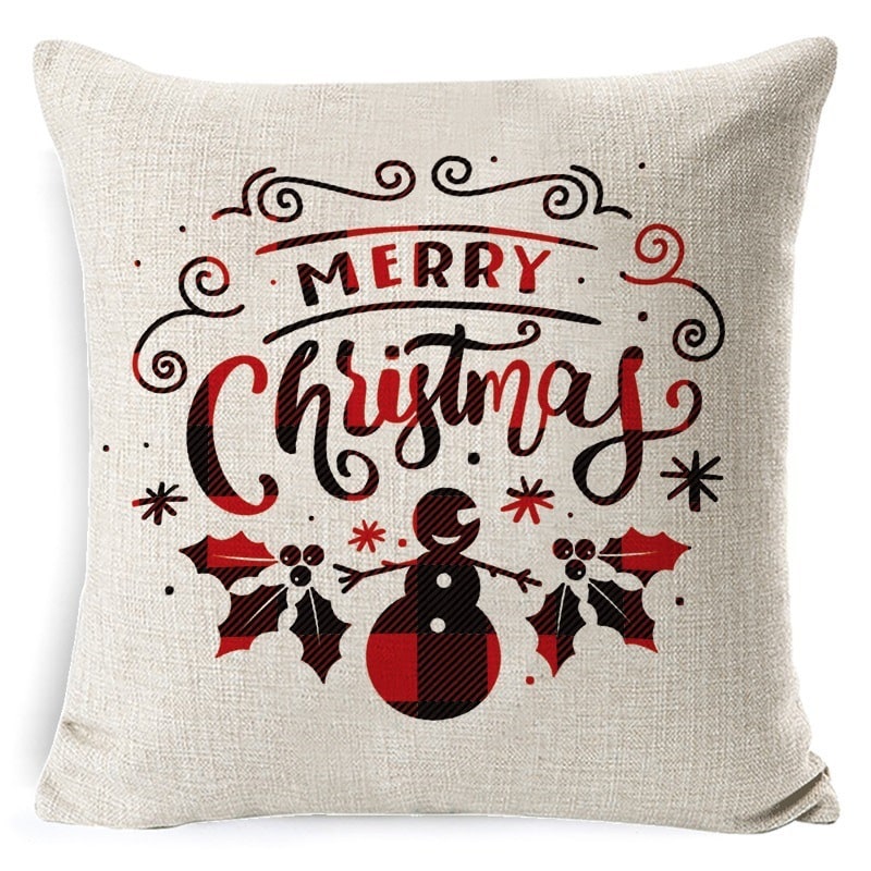 Christmas Pillow Covers with Throw Square Decorative Accent Festive Linen-Look Design - Image 35