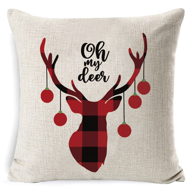 Christmas Pillow Covers with Throw Square Decorative Accent Festive Linen-Look Design - Image 36