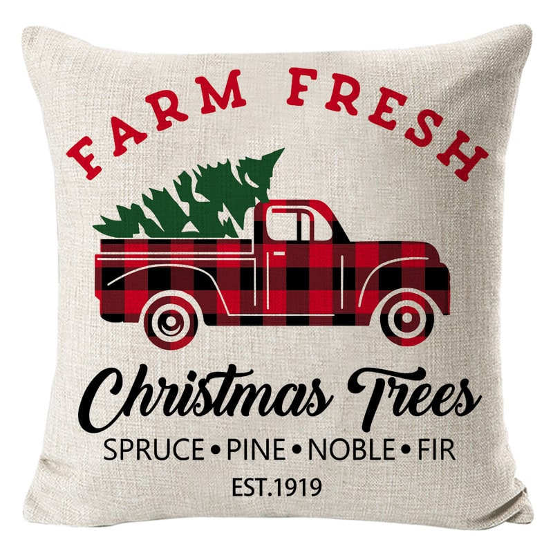 Christmas Pillow Covers with Throw Square Decorative Accent Festive Linen-Look Design - Image 41